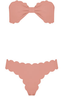Scallop Edge Bandeau Bikini In Rose 
