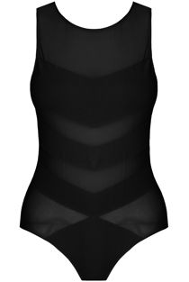 Black Netted Sleeveless Bodysuit