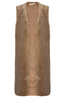 Beige Soft Fur Longline Gilet