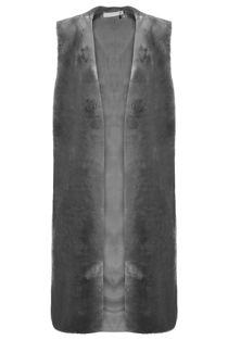 Grey Soft Fur Longline Gilet