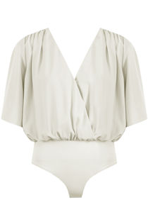 White Butterfly Sleeve Crossover Bodysuit