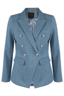 Blue Double Breasted Denim Blazer