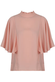 Rose High Neck Blouse With floaty Sleeve