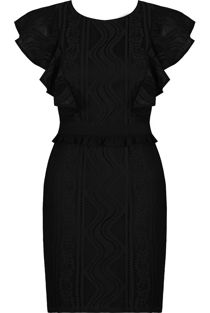 Black Butterfly Sleeves Lace Shift Dres