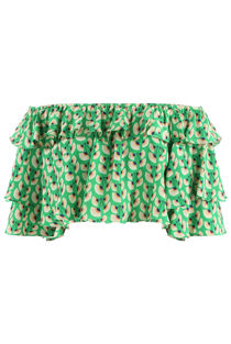 Green Printed Flowing Off The Shoulder Top