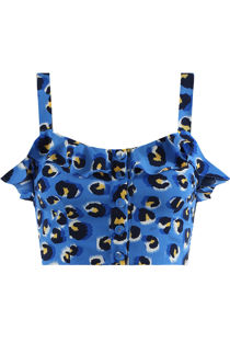 Blue Floral Frill Crop Top