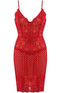 Red Scallop Lace Cami Dress