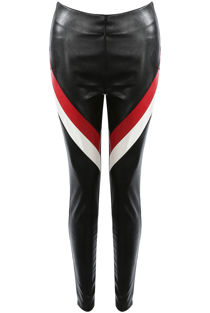 Faux Leather V Pattern Sheeny Pants