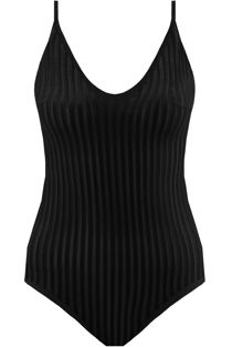 Black Velvet Stripes Cami Bodysuit