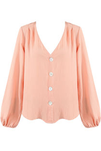 Rose V Neck Button Up Blouse