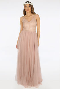 Taupe Cami Lace Bodice Maxi Dress