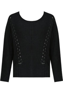 Black PU Lace Chunky Knit Jumper