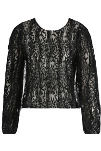 Black Floral Mesh Blouse