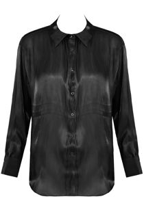 Black Buttons Up Shiny Shirt