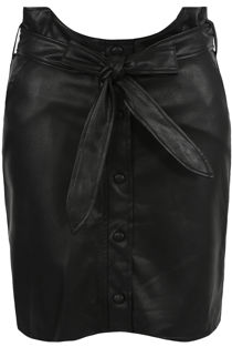Black Knotted Back Zip Up Mini Skirt