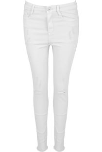 White Knee Ripped High Waisted Skinny Jeans