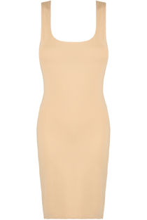 Beige Square Neck Bodycon Dress