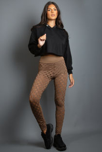 Taupe High Waist Netted Leggings