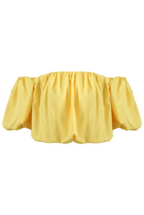 Yellow Elasticated Bardot Crop Top
