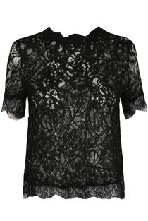 Black lace Embroidered Back Zip Up Top