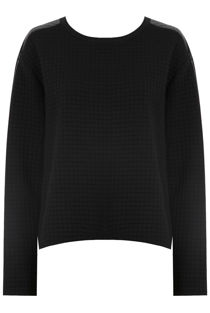 Black PVC Patch Detail Bubble Textured Jumper