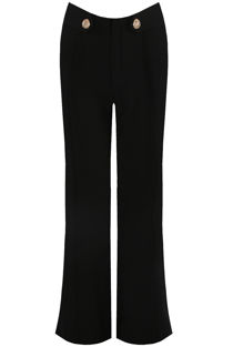 Black Tailored Wide Leg Trouser With Button Detail