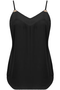 Black Chiffon Cami Gold Plated Top
