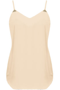 Beige Chiffon Cami Gold Plated Dress