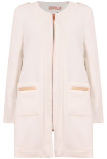 Cream Long Zipped Up Long Coat