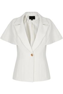 White Short Sleeves Blazers