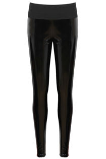 Black Vinyl Panel Elasticated Waist Leggings