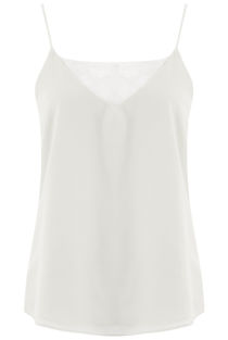 White Front & Back Lace Insert Chiffon Vest