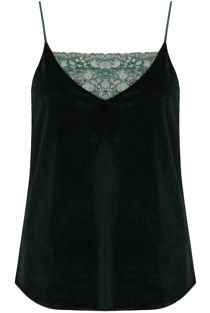 Green Velvet & Lace Trim Cami