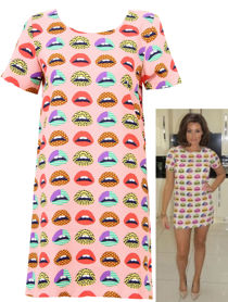 Lips Print Shift Dress in Pink