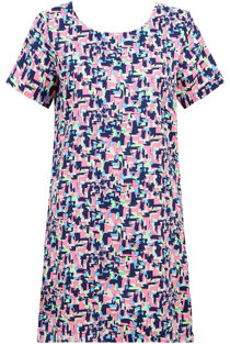 Pink & Blue Mix Print Back Zip Up Shift Dress