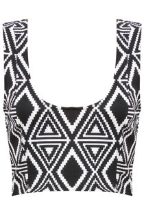 Monochrome Aztec Plaid Print Cropped Bralet Top