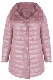 Pink Reversible Puffer Fur Coat 