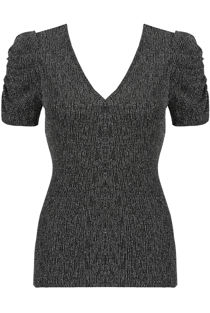 Grey Sparkling Puff Sleeves Top
