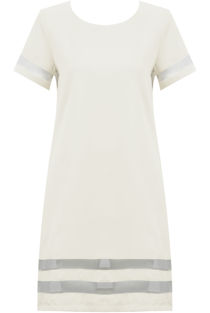 White Shift Dress With Mesh Panel