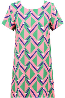 Pink & Green Triangle Print Shift Dress