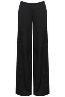 Black Sides Cut Detailed Palazzo Trouser