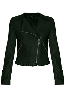 Green Faux Leather PU Cropped Jacket