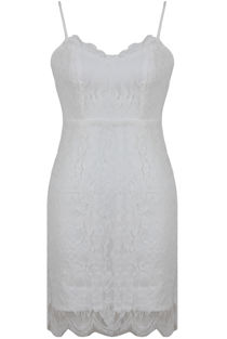 White Block Colour Lace Bodycon Mini