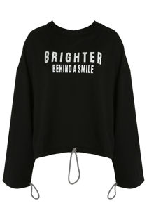 Black Printed Loose Sleeves Jumper