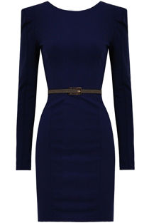 Blue Belted Open Back Bodycon Dress 