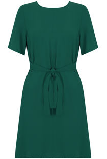 Green Waist Tie Up Shift Dress 
