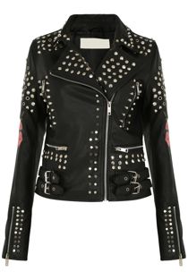 LA Lady Studs & Embroidered Biker Jacket