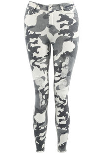 Grey Camouflage Ripped Denim Jeans