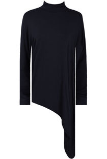 Navy Roll Neck Jersey Asymmetric Top