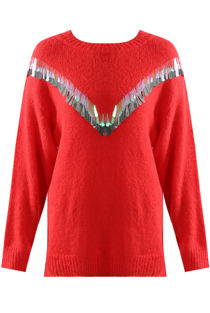 Red Fins Trim Sweaters